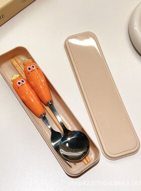 便携不锈钢餐具勺子叉子可爱卡通