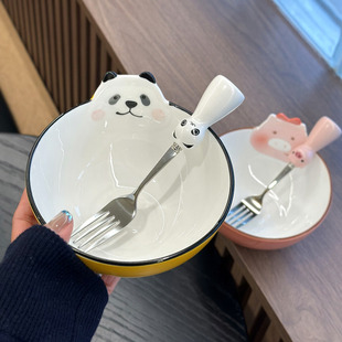 儿童陶瓷碗可爱日式泡面碗高颜值少女心学生个人专用饭碗大号家用