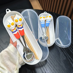卡通动漫奥特曼304不锈钢硅胶餐具家用儿童可爱勺子叉子新款一人