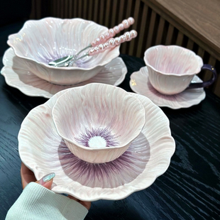 小众家用陶瓷餐具轻奢高档釉下彩碗盘杯碟套装 简约法式 乔迁礼物