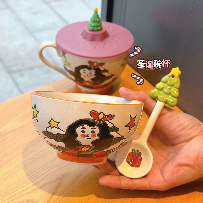 陶瓷卡通学生儿童圣诞陶瓷米饭碗
