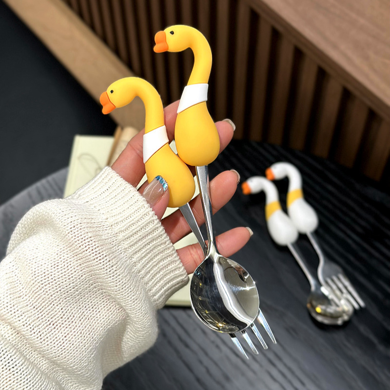 可爱大鹅不锈钢304叉勺