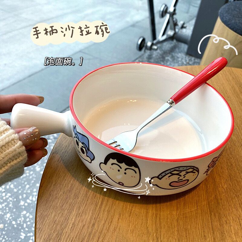 韩国ins童趣彩色小新泡面碗耐高温微波可爱焗饭烘焙带手柄沙拉碗,餐饮具,碗,淘宝优惠券,粉丝福利购,淘宝优惠卷