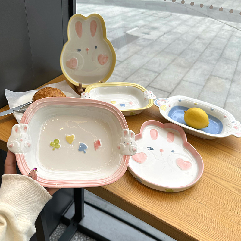 可爱陶瓷兔兔盘系列可爱陶瓷女生
