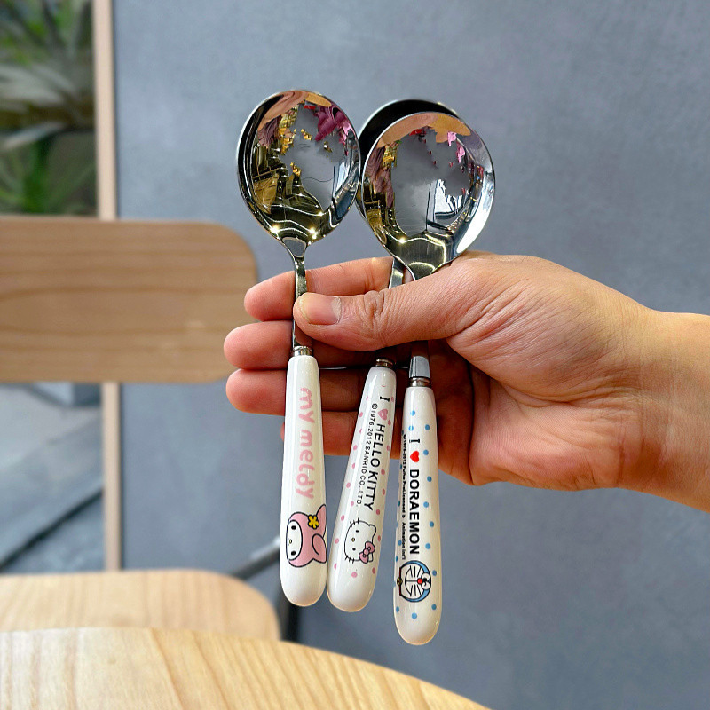 不锈钢餐勺可爱卡通学生稀饭勺