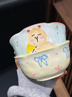 浮雕釉下彩陶瓷米饭碗