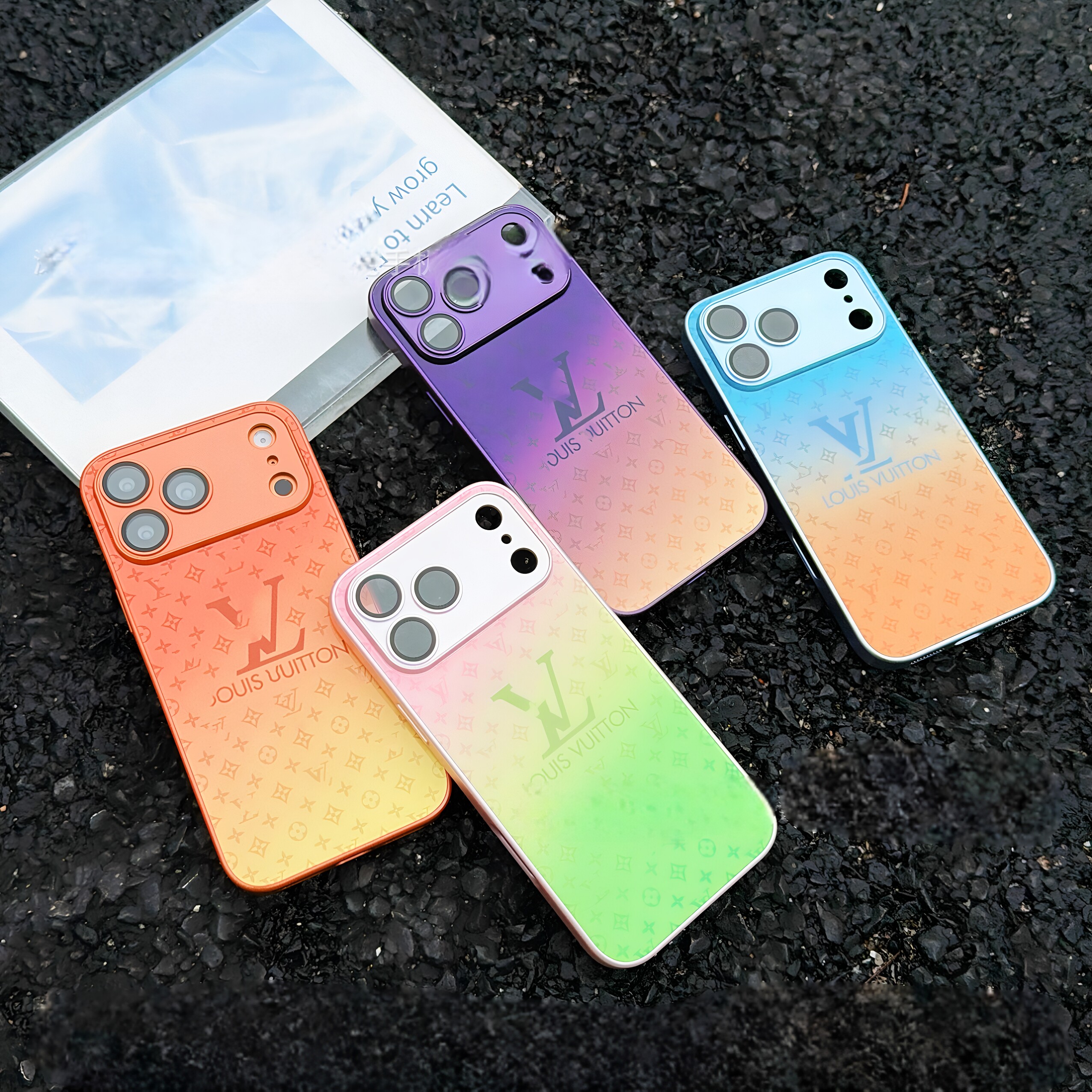高档奢华老花同款iPhone16promax手机壳新款iPhone15pro防摔壳带镜头膜苹果17渐变色16Pro男女款14网红保护套