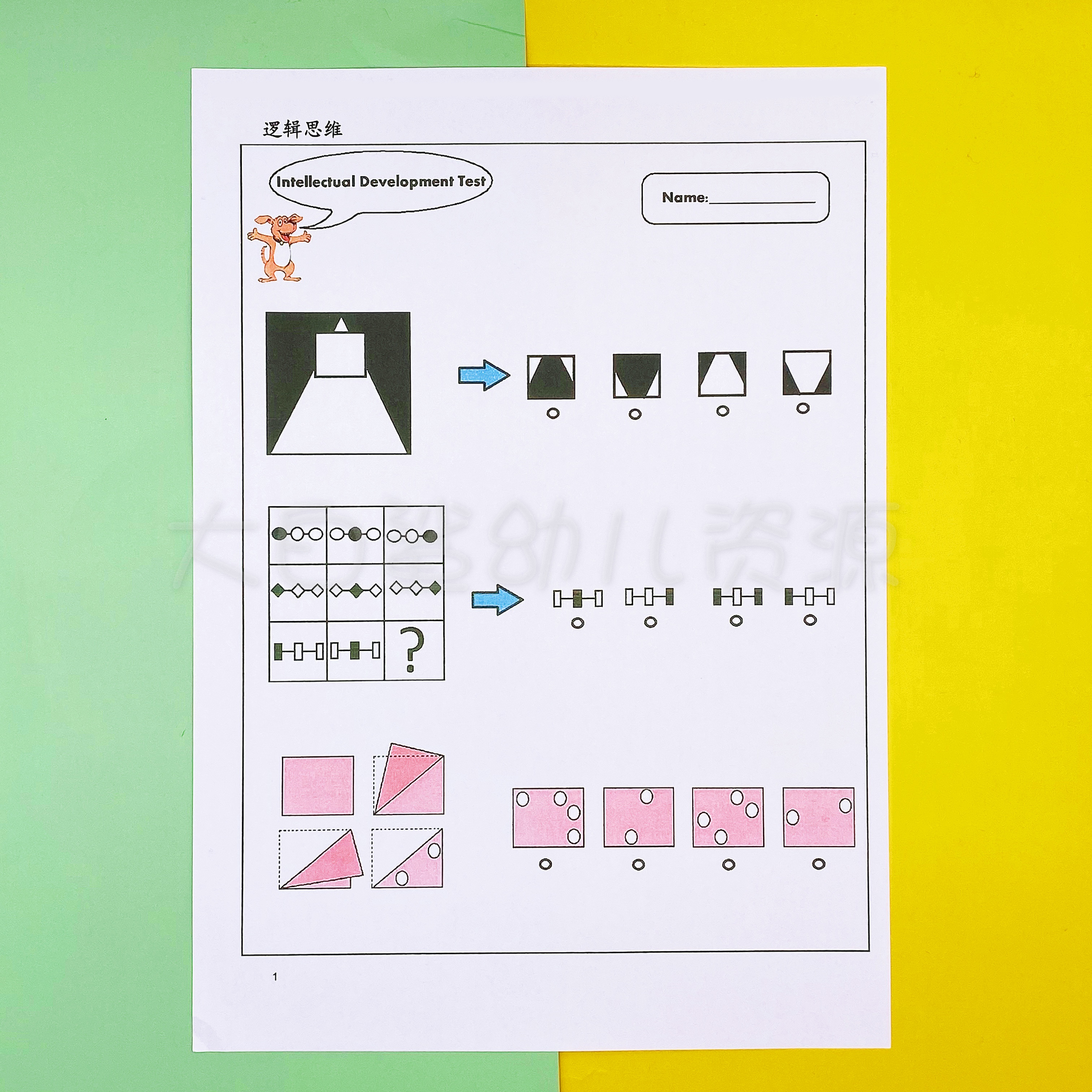 瑞文测试幼儿园大班逻辑推理空间感训练智力测试思维益智练习题纸