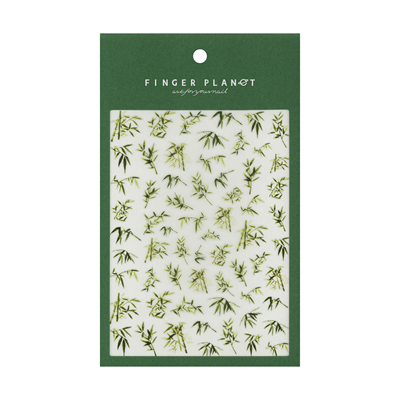 FINGERPLANET美甲贴纸中国风水墨竹子指甲贴纸墨竹绿色MZ000024