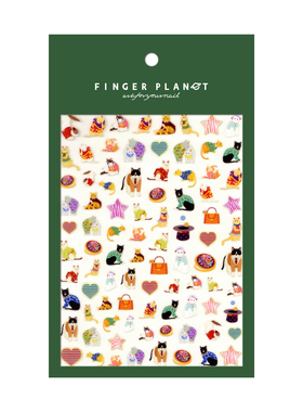 指行星FINGERPLANET美甲贴纸装饰超薄指甲贴纸复古猫咪FGMM000079
