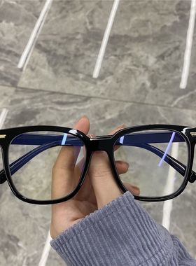 韩版潮防蓝光网红素颜眼镜女时尚方框TR框眼镜框架可配近视眼睛男