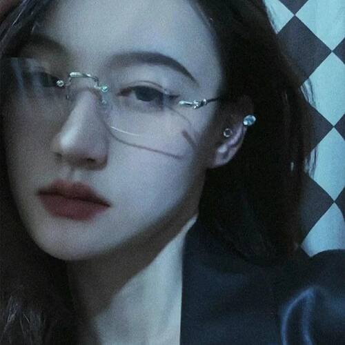 le纯欲风炯高智感无框眼镜女金丝边御姐眼镜框素颜防蓝光平光镜男