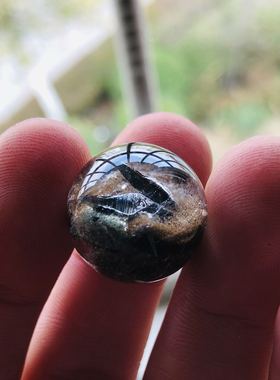 18.5mm 水晶包裹少见矿物，巴西锐钛矿，像龙角非常完整漂亮