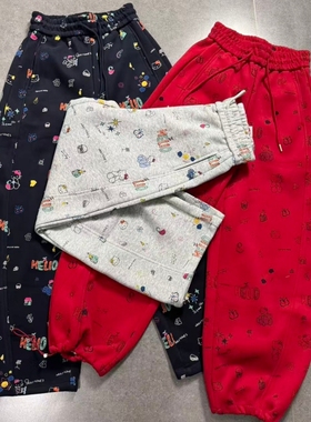 新款秋冬早春卡通印花休闲阔腿女款时尚洋气百搭显瘦长款长裤2026