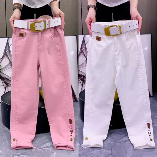 水洗宽松直筒2024春季新款九分裤