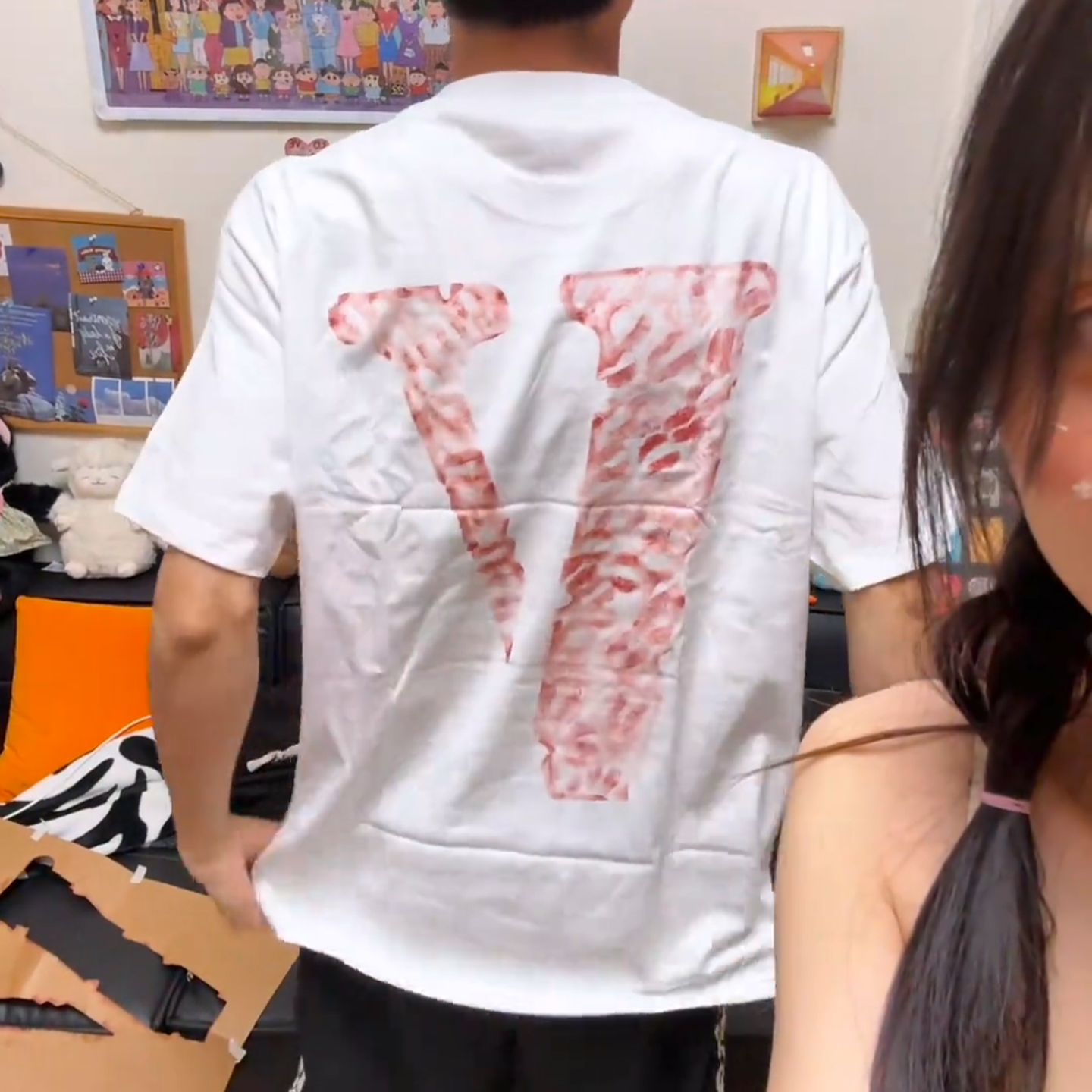 口红t恤v字母唇印短袖模板送保护剂固色剂纯棉白色体恤送男友diy