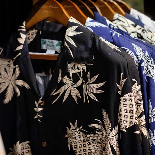 美国菠萝印花夏威夷古巴领短袖