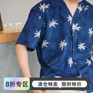 清仓 短袖 美国Two TwoPalms古巴领美式 男T恤 Palms夏威夷衬衫 断码
