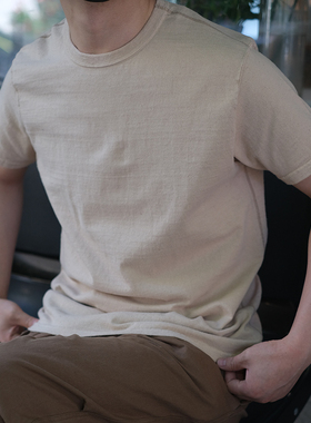 日本SAMURAI JEANS SJST-SC01武士和棉劲草木染纯色复古短袖T恤