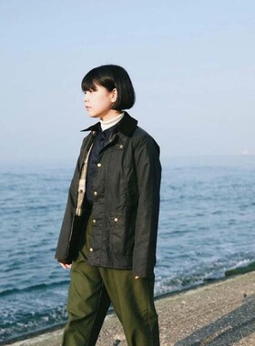 SMU特别版Barbour Bedale铜扣定制版油蜡夹克女 巴伯尔风衣外套