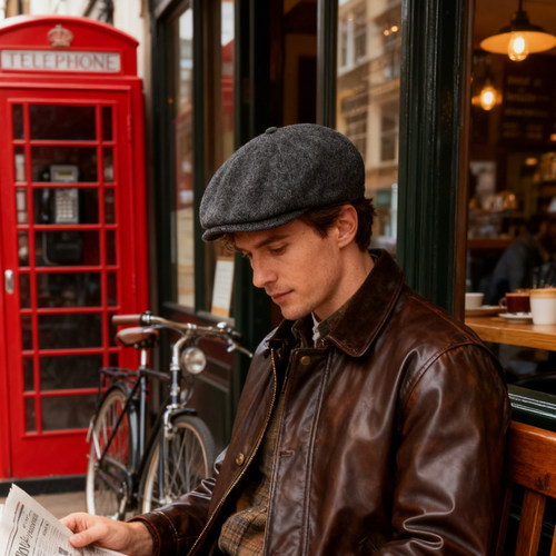 英国 Barbour Claymore 六片式贝雷帽羊毛混纺帽平顶鸭舌帽百搭