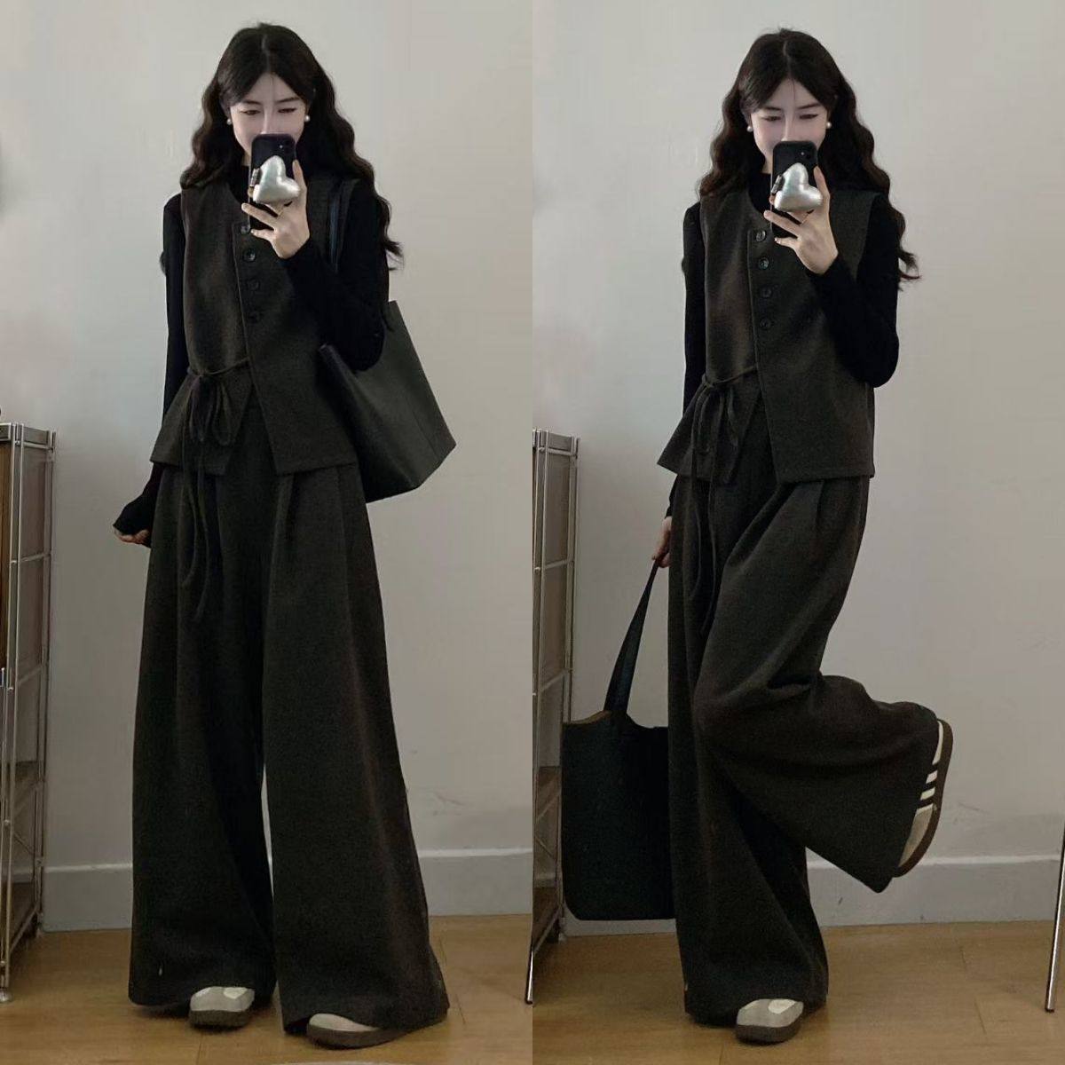 大码女装2025早秋超火搭配一整套高级感毛呢马甲打底衫三件套装裤,女装/女士精品,时尚套装,淘宝优惠券,粉丝福利购,淘宝优惠卷