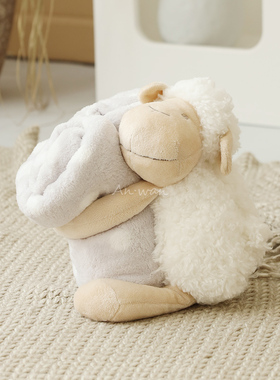 安晚 婴儿创意毛毯宝宝推车盖毯新生儿小羊抱毯公仔可爱