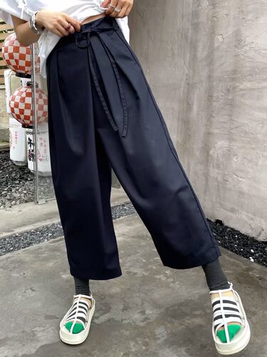 工装阔腿高腰宽松显瘦休闲九分裤