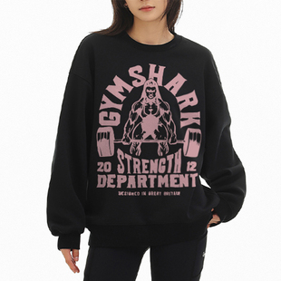 GYM鲨鱼圆领卫衣健身宽松长袖瑜伽运动跑步健身撸铁外搭锻炼