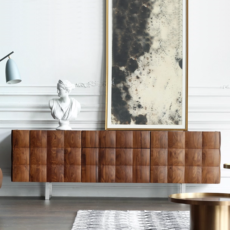 北欧意式黑胡桃木电视柜简约现代轻奢中古复古电视柜电视柜餐边柜