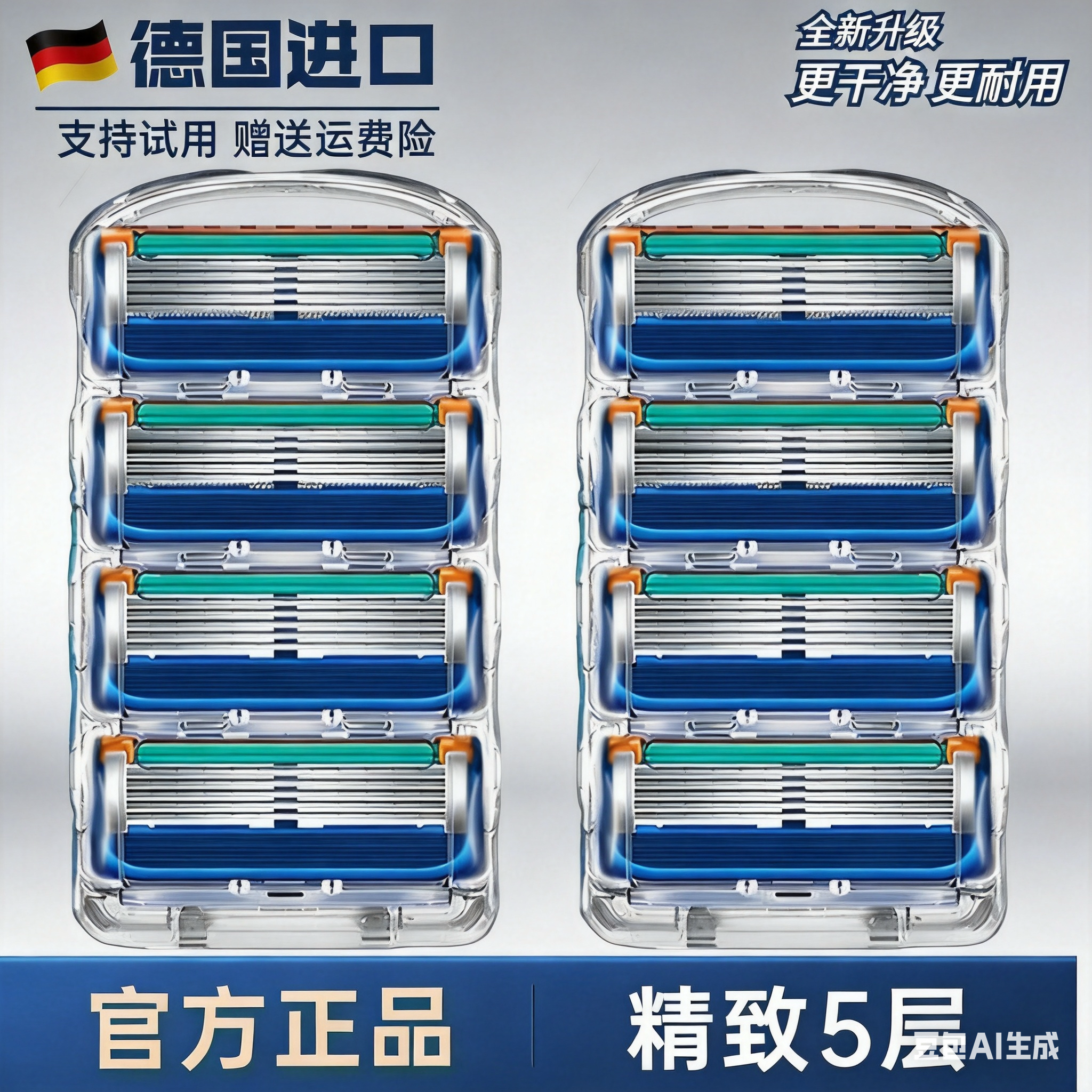 吉利男士剃须刀经典五层手动刮胡刀进口刀头顺滑贴面剃须不残留