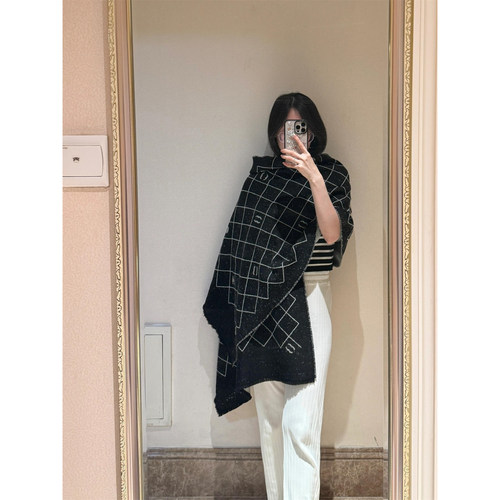 CESOFILY 可可小姐 25A双面字母秋冬保暖纯羊绒围巾披肩围脖女士