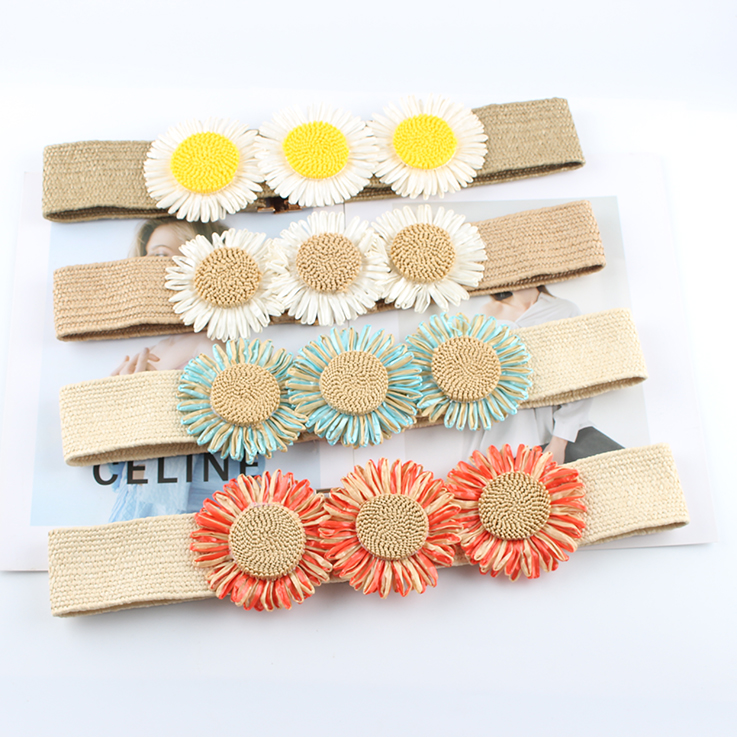 民族风花朵编织腰带女配裙子时尚百搭束腰装饰连衣裙宽腰封配饰