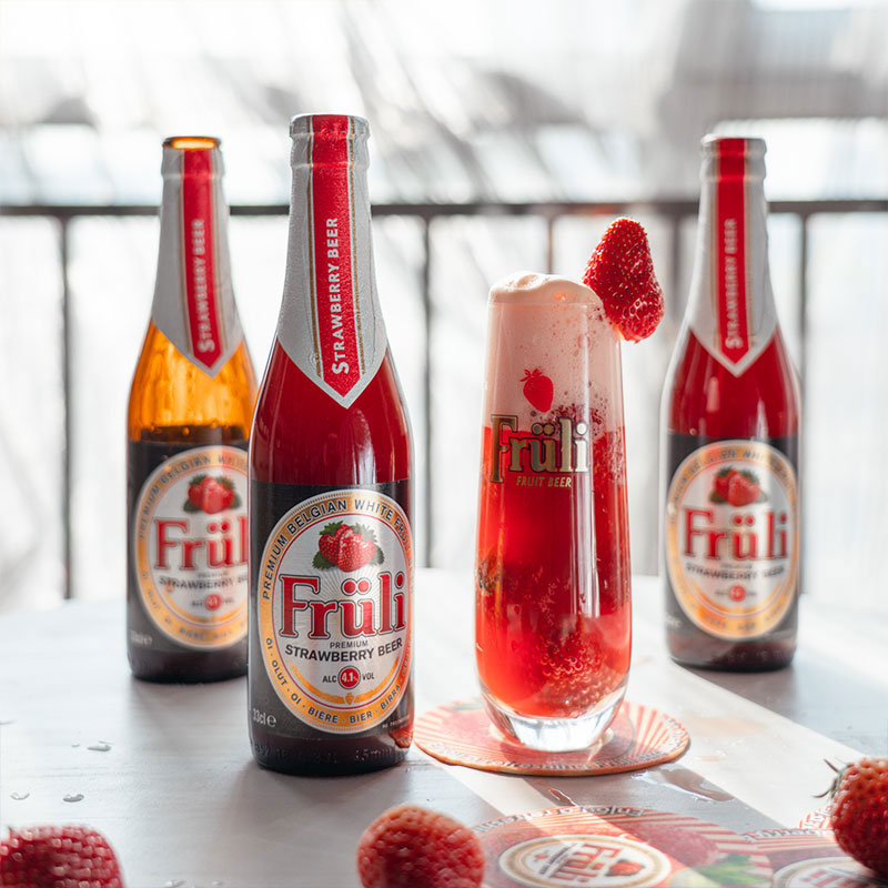 【特价促销】比利时fruli芙力草莓荔枝西柚330ml进口果味酒微醺