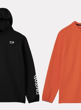 DAIWA达亿瓦达瓦DE-9222/9322秋冬款连帽伸缩微绒卫衣圆领钓鱼服