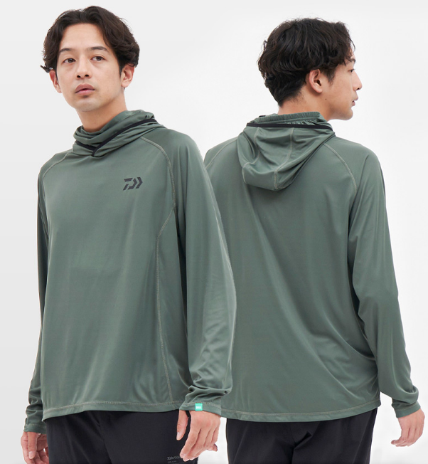 daiwa达亿瓦24款钓鱼服DE-5124连帽面罩长袖衫防蚊防晒服户外休闲