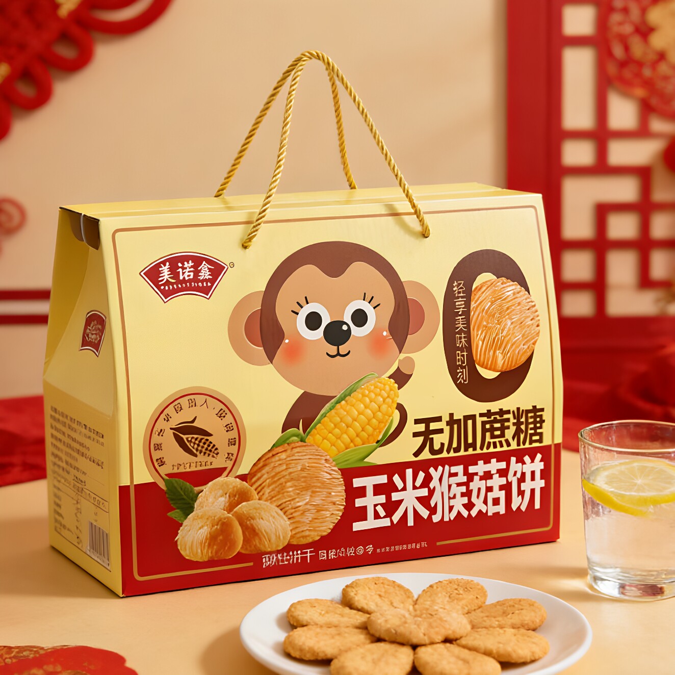 无加蔗糖猴菇玉米饼干礼盒