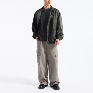 廓形薄款 防水防污 外套 皮感斜纹 100%精梳棉PU涂层轻盈软壳夹克