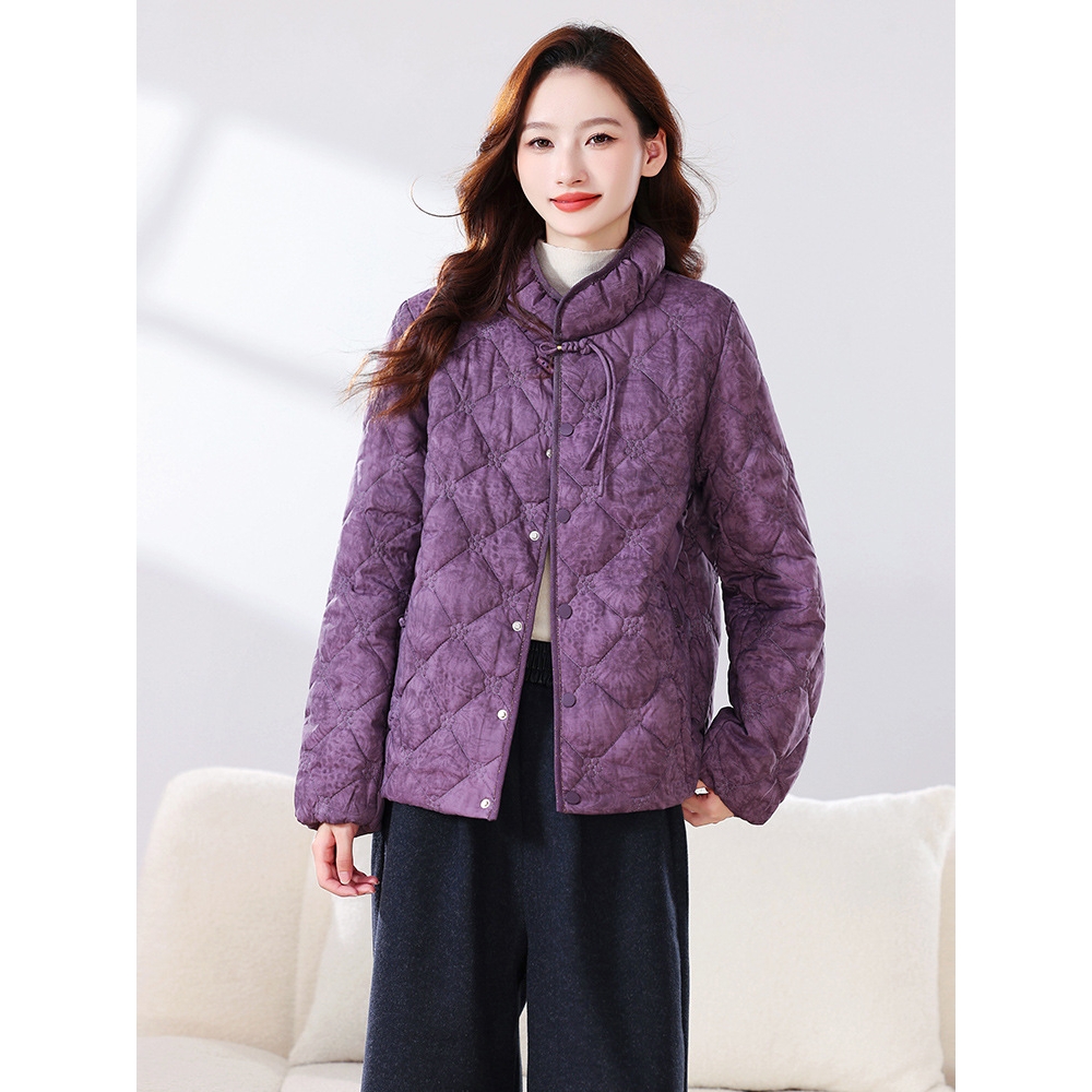 官网女装夏易菲新中式国风立领盘扣棉服上衣2025秋冬新品保暖加厚