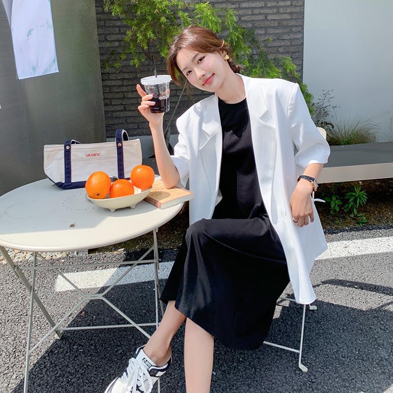 官网女装夏易菲实拍白色氛围感穿搭上衣西服女2025年夏季新款休闲