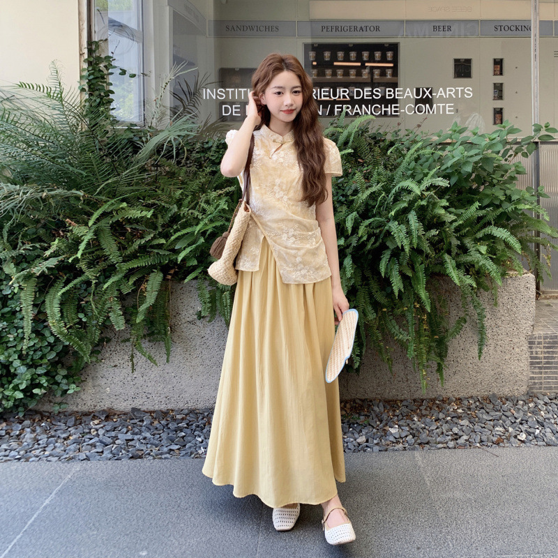 官网女装夏易菲新中式国风改良旗袍连衣裙女2025夏季新款复古气质