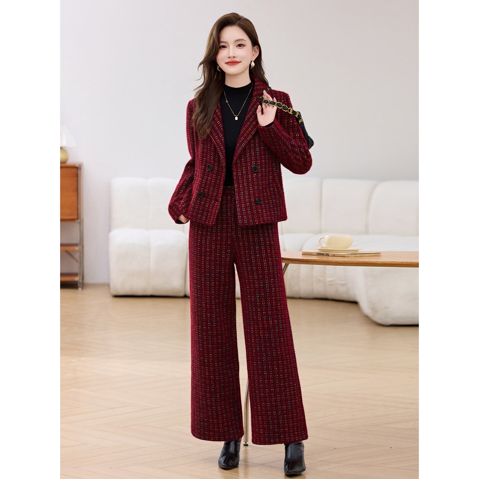 官网女装夏易菲时尚休闲套装2025秋冬新款气质显瘦外套长裤两件套