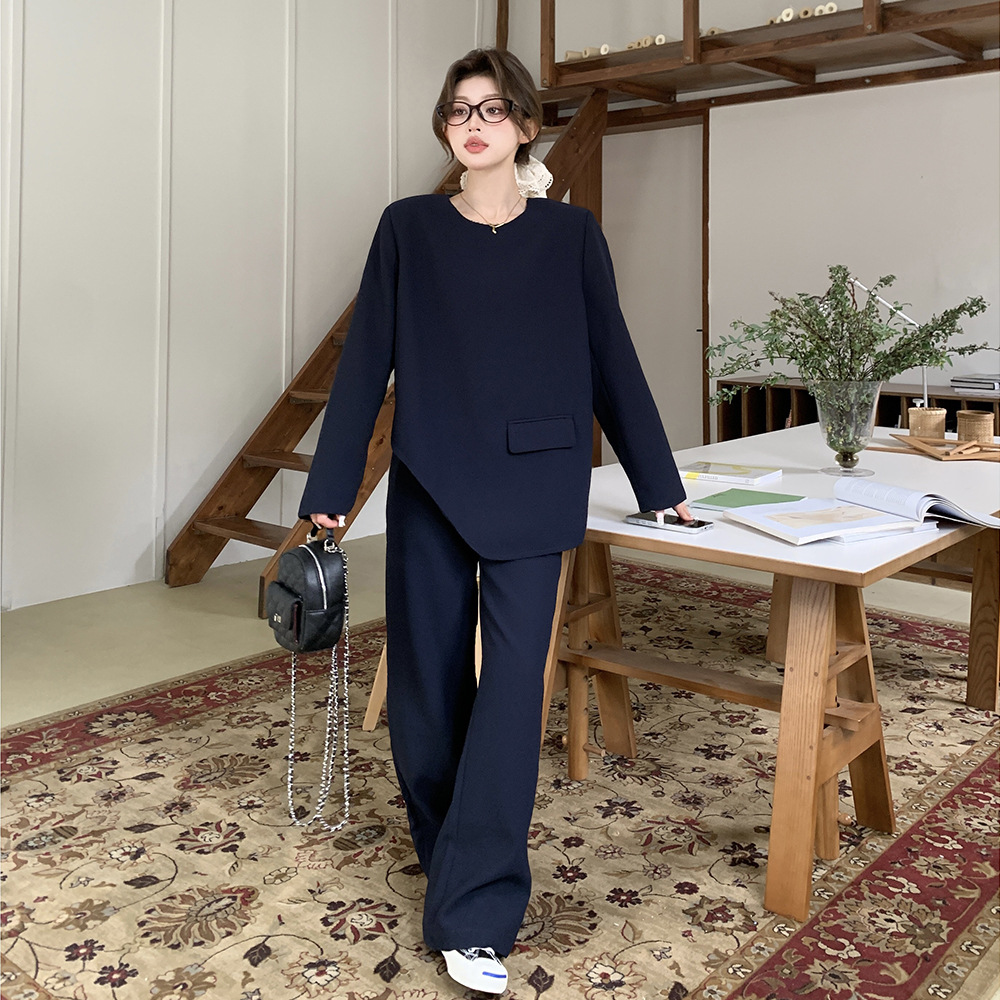 官网女装夏易菲实拍慵懒风不规则卫衣套装2025秋款时髦简约宽松休