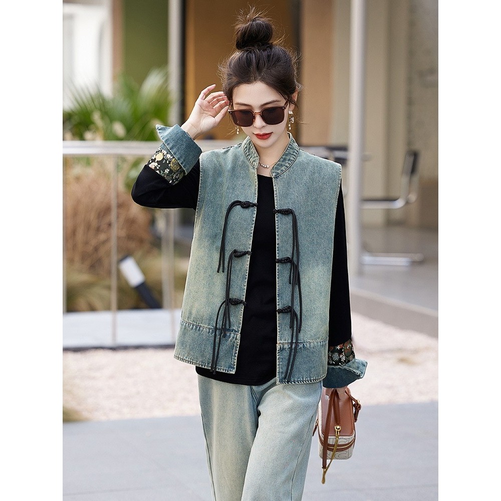 官网女装夏易菲2026年春季上新气质时尚新中式风刺绣牛仔马甲搭针,女装/女士精品,常规大码外套,淘宝优惠券,粉丝福利购,淘宝优惠卷