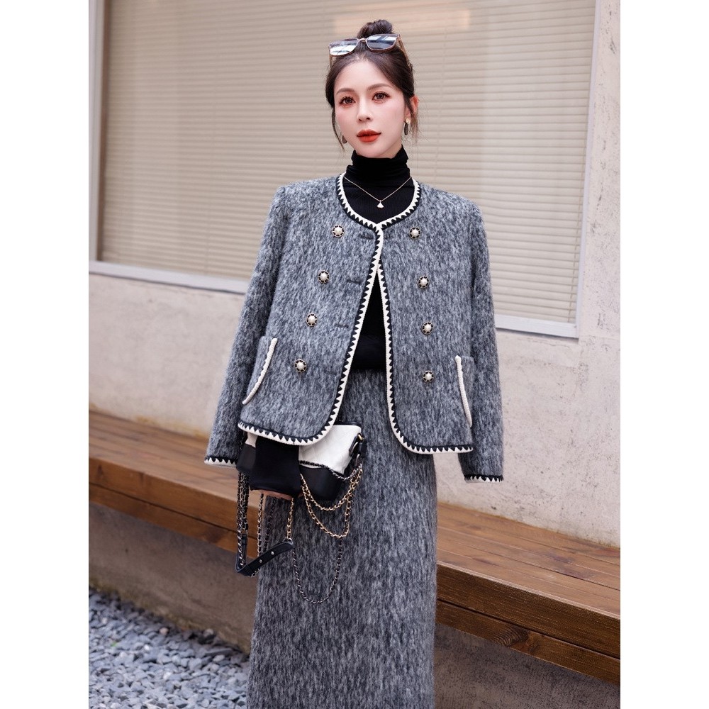 官网女装夏易菲2026年秋季上新圆领小香风毛呢套装时尚包边外套开,女装/女士精品,时尚套装,淘宝优惠券,粉丝福利购,淘宝优惠卷