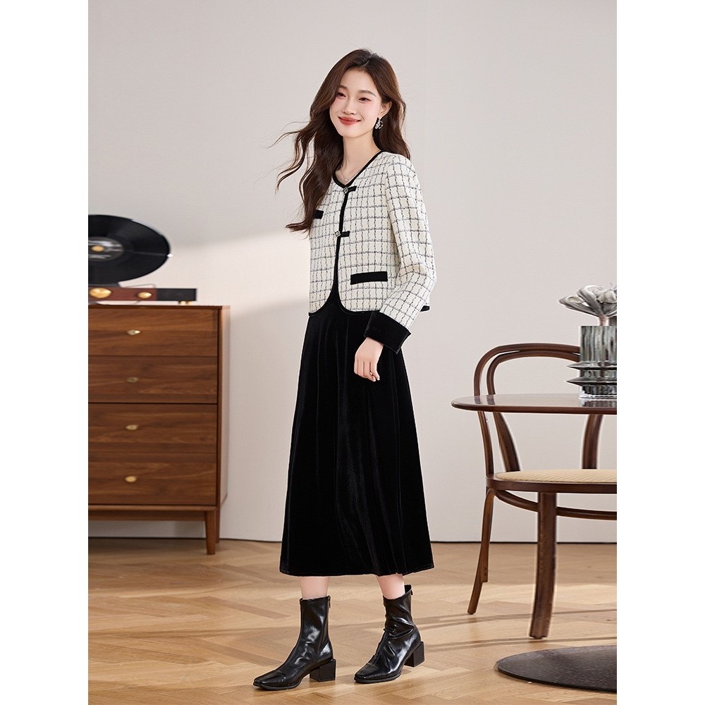 官网女装夏易菲法式小香风套装女2026秋季新款长袖气质格子外套连,女装/女士精品,时尚套装,淘宝优惠券,粉丝福利购,淘宝优惠卷