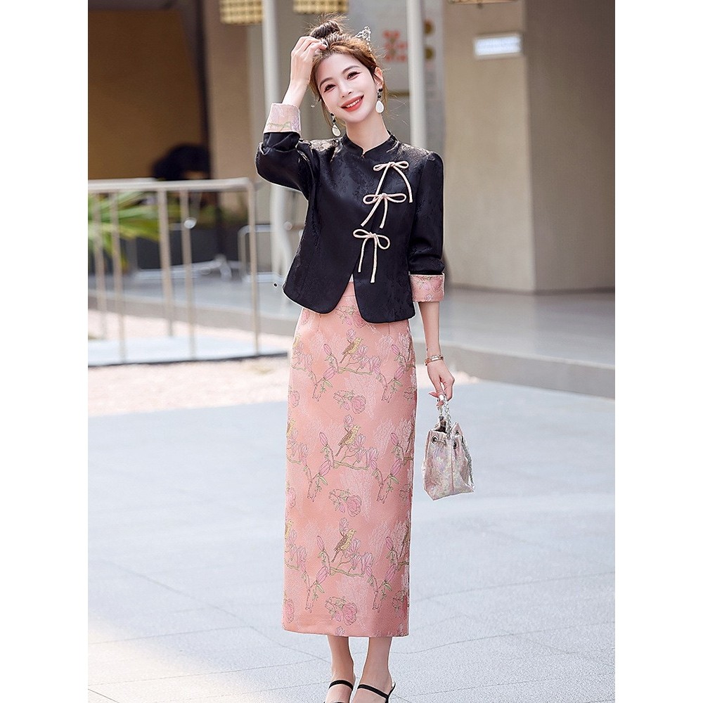 官网女装夏易菲新中式优雅气质提花套装女2026秋季复古国风盘扣上,女装/女士精品,旗袍,淘宝优惠券,粉丝福利购,淘宝优惠卷