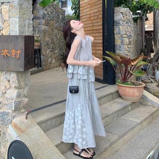 法式 官网女装 新款 夏易菲海边度假风无袖 设计感不 连衣裙女2025夏季