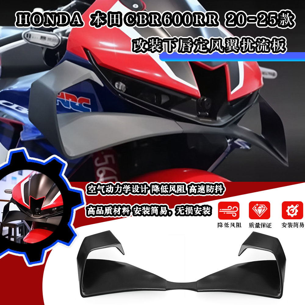 适用20-25款HONDA本田CBR600RR改装下唇定风翼扰流板侧风刀导流罩