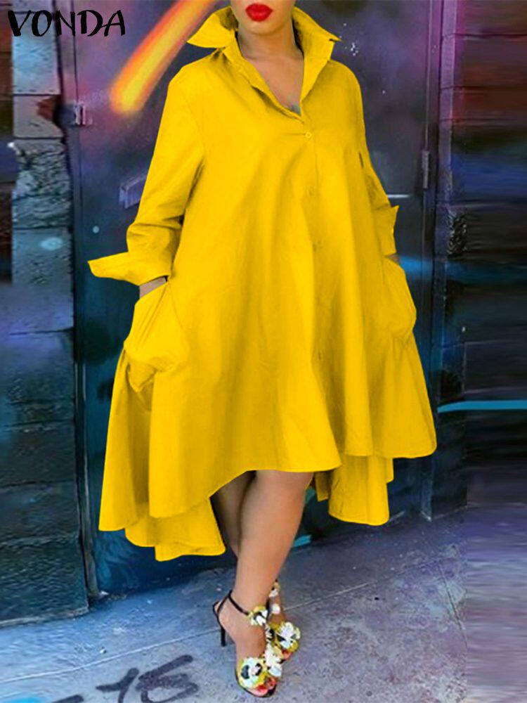 루즈 드레스 캐주얼 옷깃 넥 드레스 여성 보헤미안 SUNDRESS